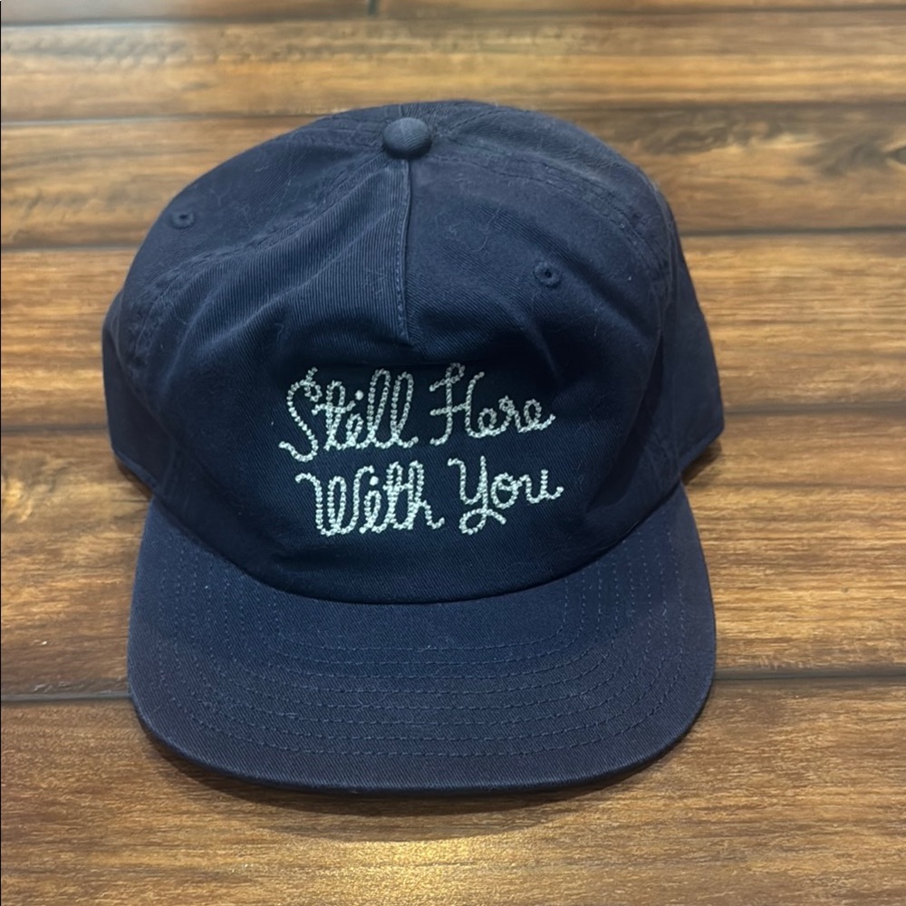 Navy Blue Cap with Embroidered Text